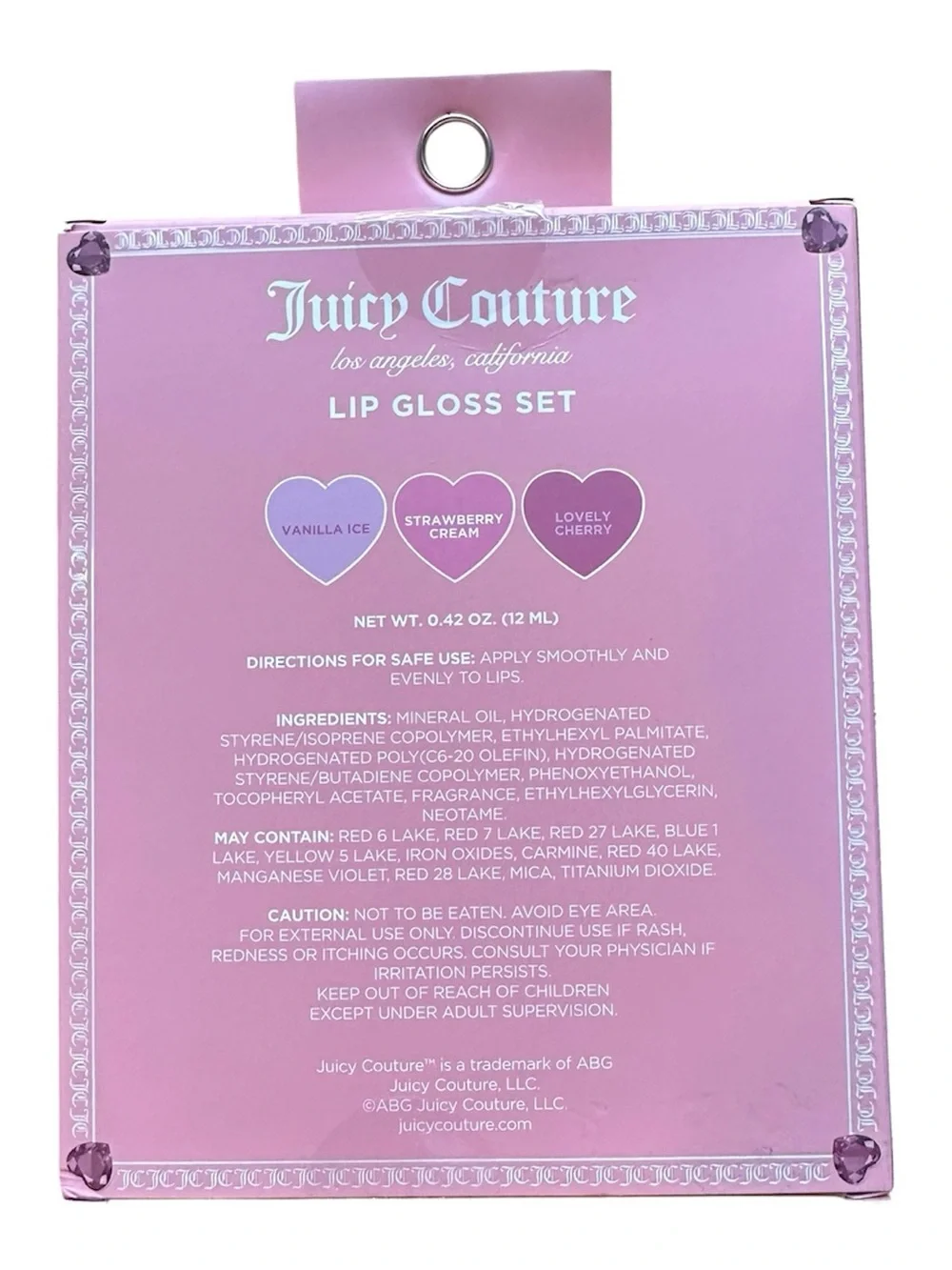 Juicy Couture Lip Gloss Set 3pc Vanilla Ice Strawberry Cream Lovely Cherry New